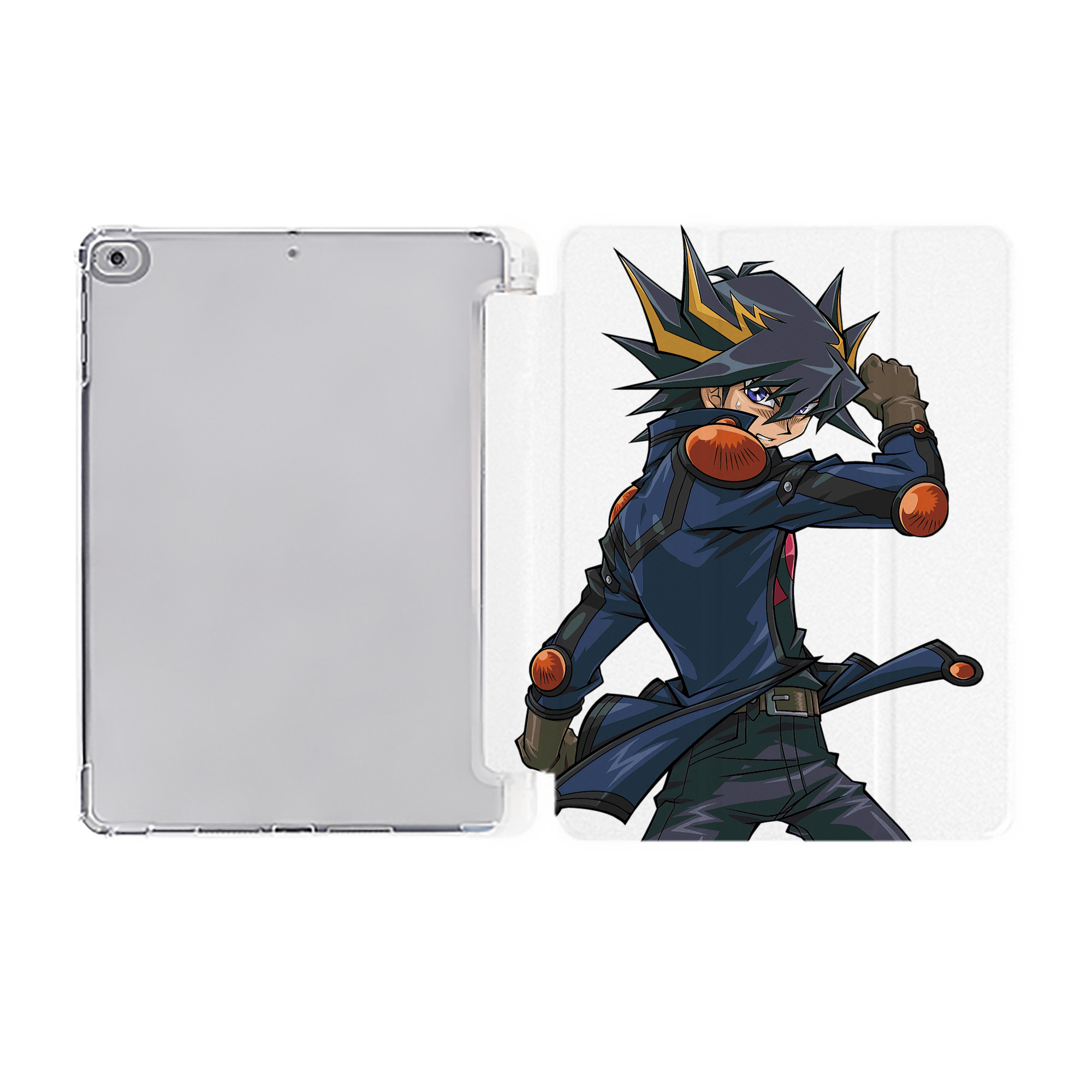 （画像用） 遊☆戯☆王 Yu-Gi-Oh! IPad ケース ペン収納付き 三つ折りスタンド PUレザー×シリコン 対応機種9.5/10.5/10.9インチ
